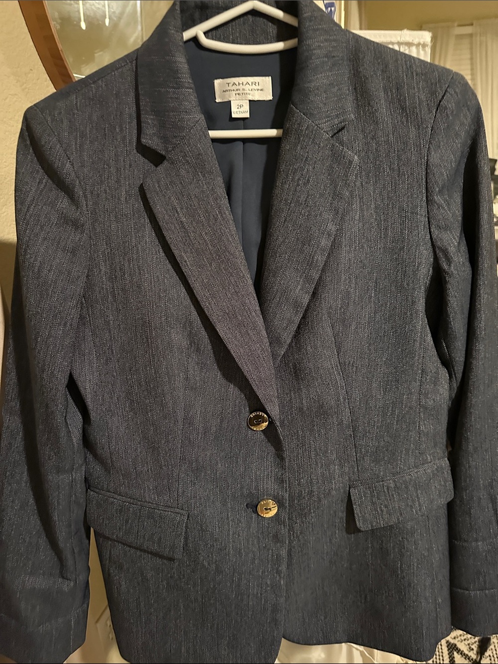 Tahari Women's Navy Blazer with Notch Lapel
